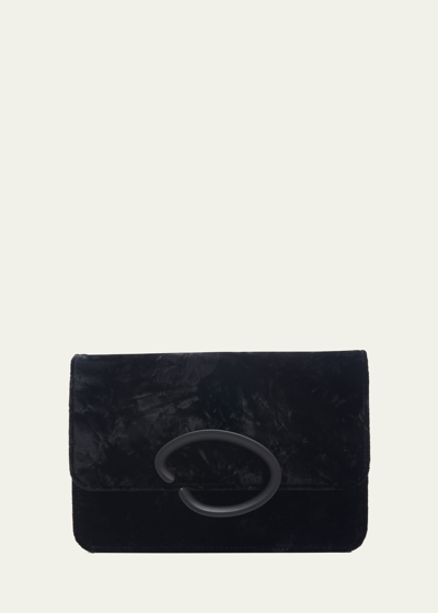 Shop Oscar De La Renta O Pochette Suede Chain Crossbody Bag In Black