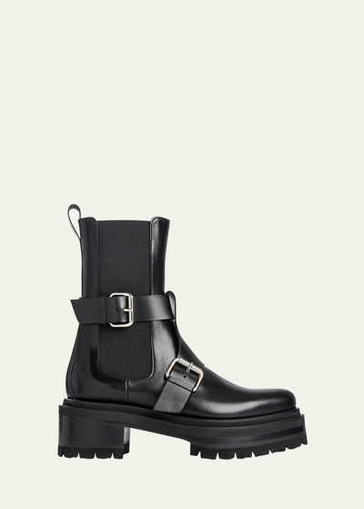 Shop Pierre Hardy Charly Buckle Leather Booties In Black