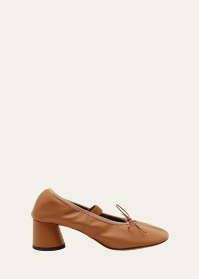 Shop Proenza Schouler Glove Leather Cylinder-heel Ballerina Pumps In Clay