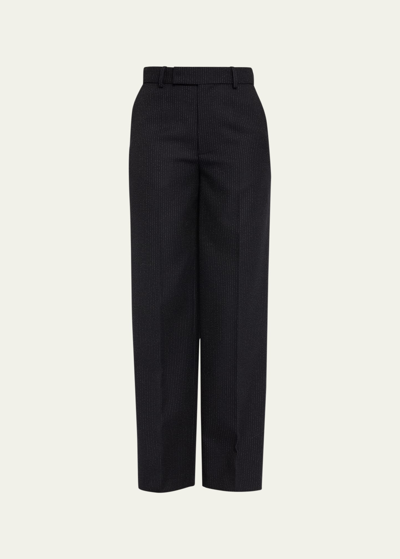 Shop Rohe Pinstripe Straight-leg Tailored Trousers In Navy Pinstripe
