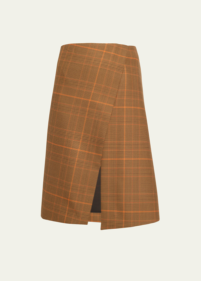 Shop Stella Mccartney Plaid Wrap Midi Skirt With Slit In 5613 Amber Rose