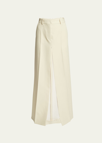 Shop Stella Mccartney Straight-fit Maxi Skirt With Front Slit In 9541 Butter