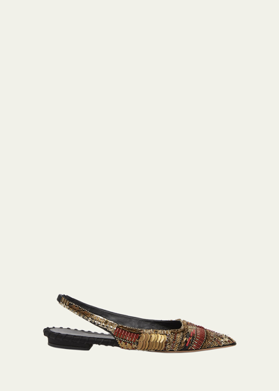 Shop Ulla Johnson Isadora Beaded Slingback Ballerina Flats In Solar