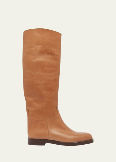 Shop Ulla Johnson Ninia Leather Riding Boots In Dune