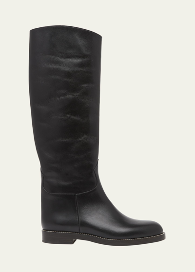 Shop Ulla Johnson Ninia Leather Riding Boots In Noir