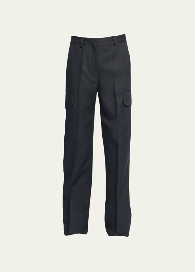 Shop Stella Mccartney Tailored Straight-leg Cargo Trousers In 4101 Ink