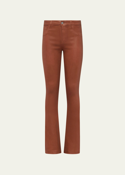 Shop L Agence Selma High-rise Sleek Baby Boot Jeans In Fawn Coate