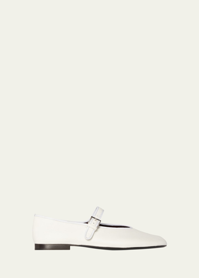 Shop The Row Boheme Leather Mary Jane Ballerina Flats In Opw White