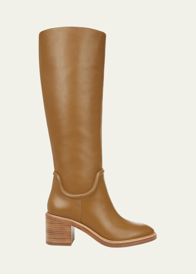 Shop Vince Fabian Block-heeled Leather Boots In Gingernut
