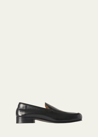 Shop The Row Flynn Leather Slip-on Loafers In Blk Black