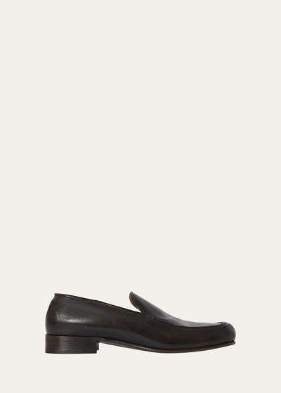 Shop The Row Flynn Leather Slip-on Loafers In Brown