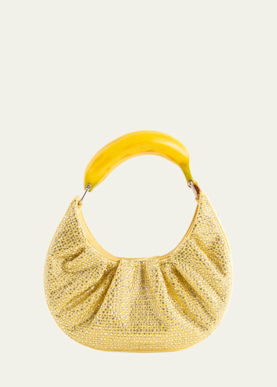 Shop Puppets And Puppets Banana Crystal Rhinestone Hobo Bag In 700 Yellow