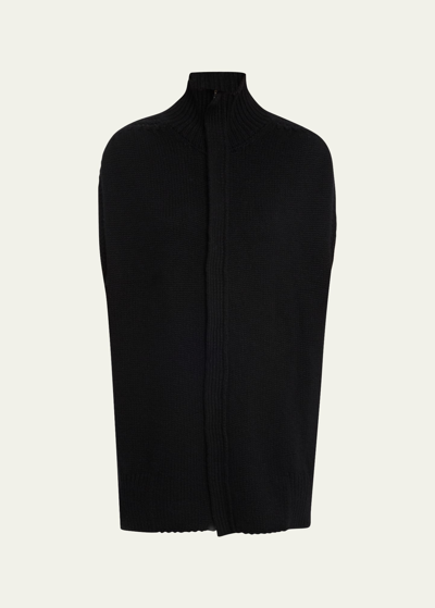 Shop Sa Su Phi High-neck Zip Cashmere Cardigan In Black