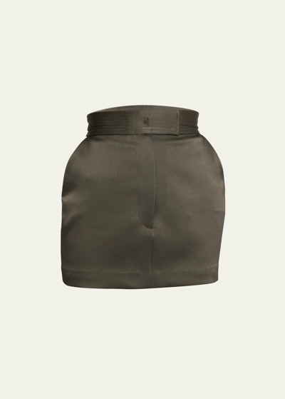 Shop Alex Perry Satin Crepe Mini Skirt In Khaki