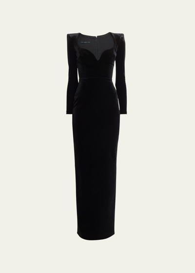 Shop Alex Perry Velvet Column Gown In Black