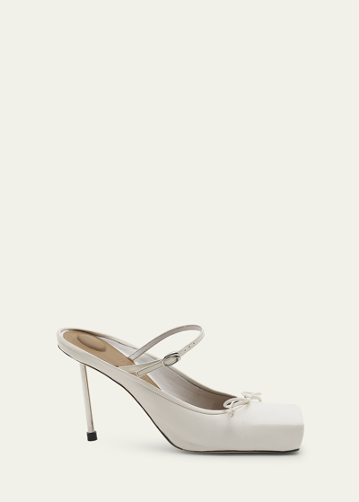 Shop Jacquemus Les Chaussures Leather Ballet Mules In Off-white