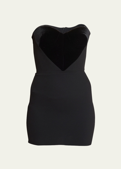 Shop Alex Perry Velvet Contrast Strapless Sweetheart Mini Dress In Black