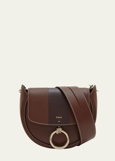 Shop Chloé Arlene Leather Saddle Crossbody Bag In 25c Chocolate