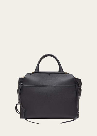 Shop Chloé Steph Grained Leather Tote Bag In 001 Black