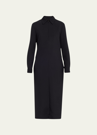 Shop The Row Mable Long-sleeve Maxi Shirtdress In Black