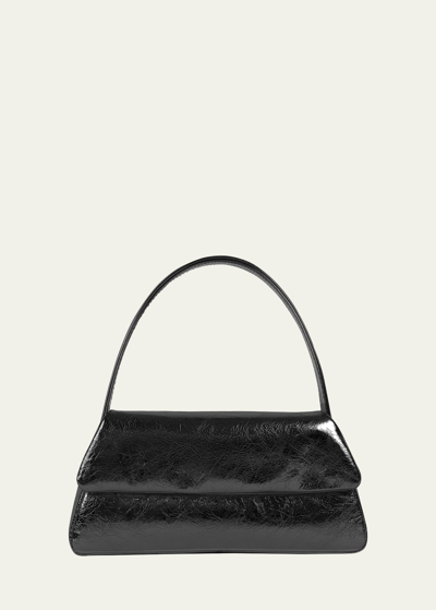 Shop Liselle Kiss Elliott Crinkled Leather Shoulder Bag In Black Crushed