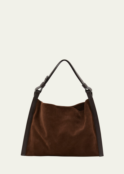 Shop Proenza Schouler White Label Minetta Calf Leather Shoulder Bag In Chocolate