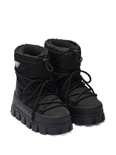 Prada Logo-plaque Snow Boots In Black