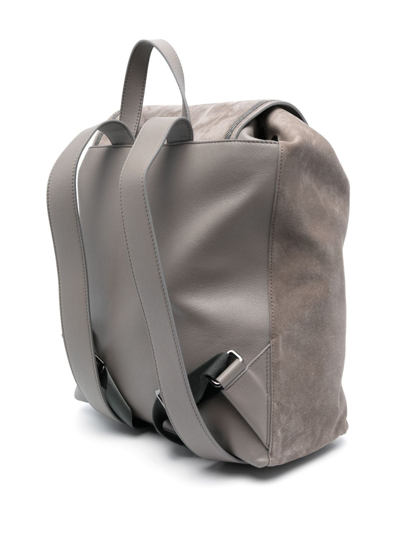 Shop Brunello Cucinelli Debossed-logo Suede Backpack In Grau