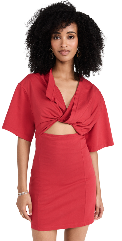 Shop Jacquemus La Robe Bahia T-shirt Dress Red