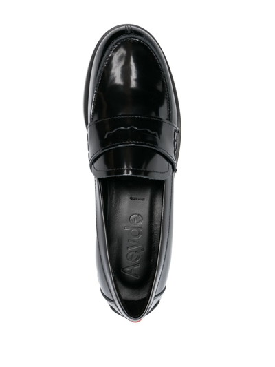 Shop Aeyde Penny-slot Leather Loafers In Black