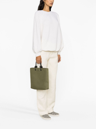 Msgm Puffball Tied Waist Crewneck Jumper In Neutrals