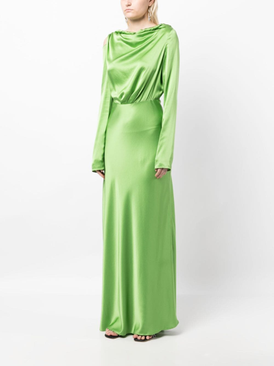 Shop Rachel Gilbert Skye Satin-finish Silk Dress In Green