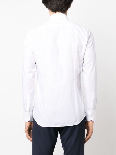 Shop Hugo Boss Hank Spread Long-sleeve Shirt In White