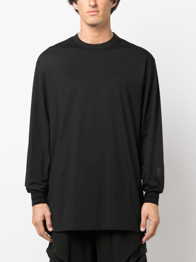 Shop Y-3 Gfx L/s Logo-embossed T-shirt In Black