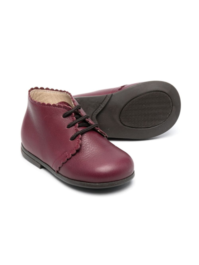Pèpè Scalloped Edge Lace-up Boots In Purple