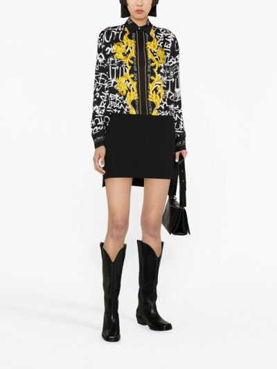 Versace Jeans Couture Logo Couture Print Blouse In Black