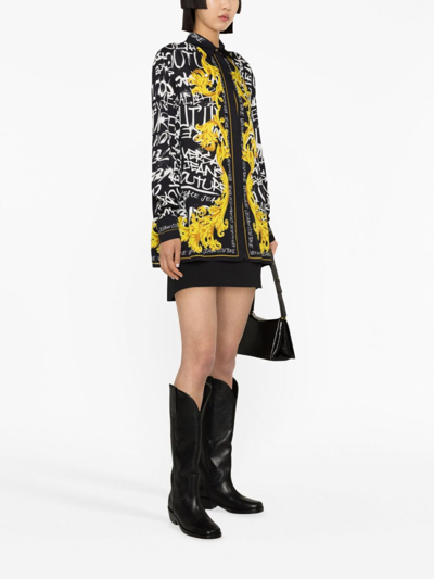 Versace Jeans Couture Logo Couture Print Blouse In Black