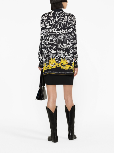 Versace Jeans Couture Logo Couture Print Blouse In Black
