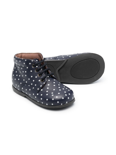 Pèpè Star-print Lace-up Boots In Blue