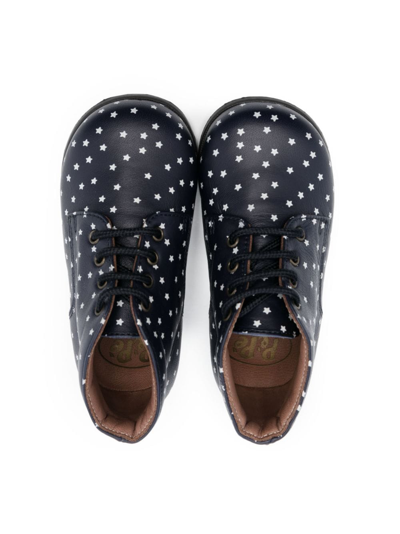 Shop Pèpè Star-print Lace-up Boots In Blue