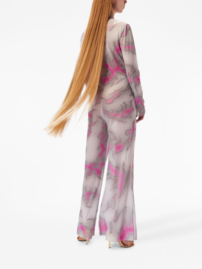 Margherita Maccapani Vane Ghost-print Flared Jumpsuit In Grey