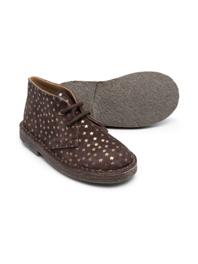 Shop Pèpè Star-print Lace-up Boots In Brown