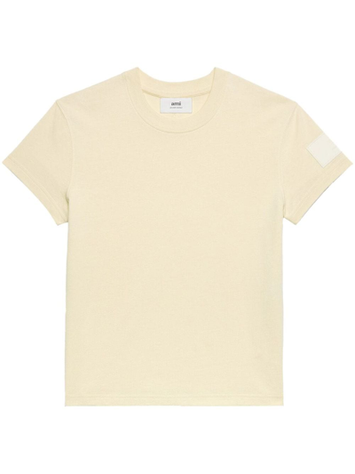Shop Ami Alexandre Mattiussi Patch Cotton T-shirt In Neutrals