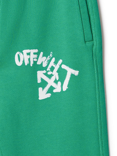 Shop Off-white Paint Script Cotton Track Pants In Green