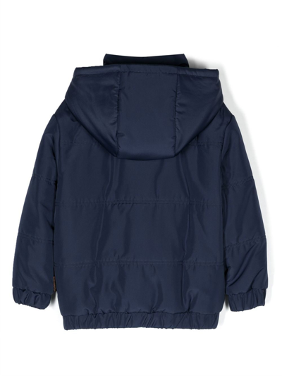 Shop Roberto Cavalli Junior Logo-contrasting Rain-jacket In Blue