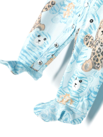 Shop Roberto Cavalli Junior Teddy Bear-print Babygrow Set In Blue