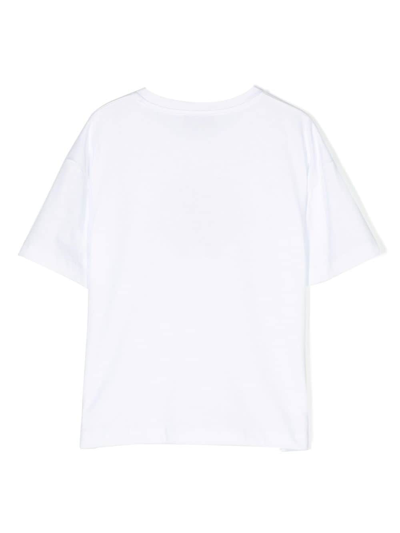 Shop Roberto Cavalli Junior Logo-embroidery Cotton T-shirt In White