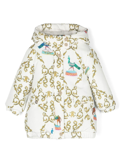Shop Roberto Cavalli Junior Abstract-print Padded Coat In White