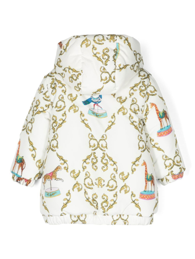 Roberto Cavalli Abstract-print Padded Coat In White