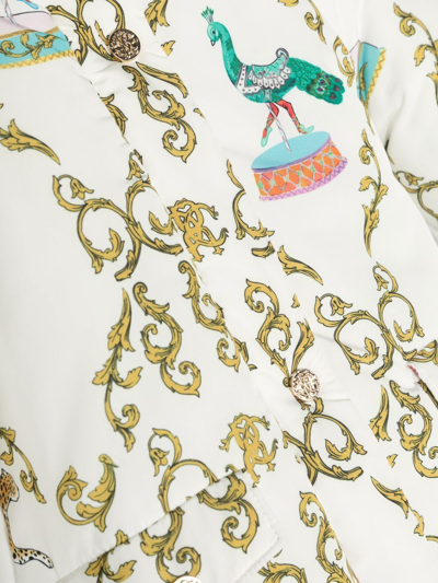 Roberto Cavalli Abstract-print Padded Coat In White